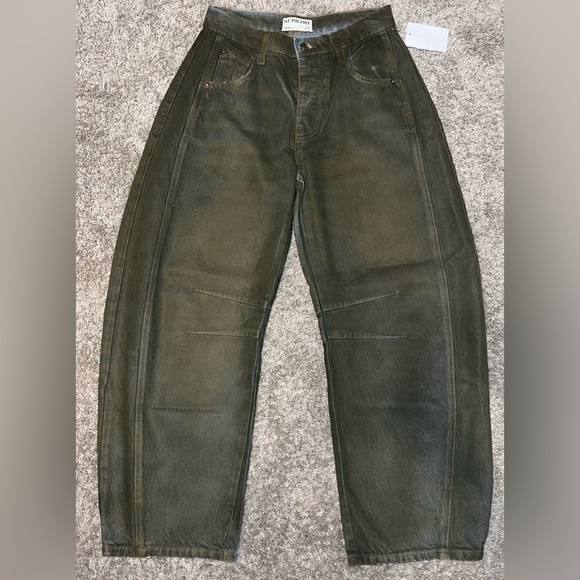 NWT We The Free By Free People Good Luck Coated Barrel Jeans New Moon Size 24 - Picture 7 of 14